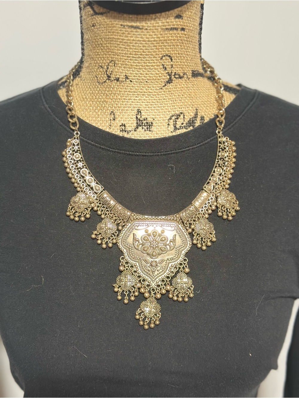 Gold-Tone Ornate Statement Necklace - Women Jewelry